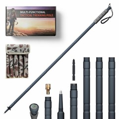 48″ Modular Aluminum Tactical Hiking Stick – 6-Piece Set with Compass, Whistle &