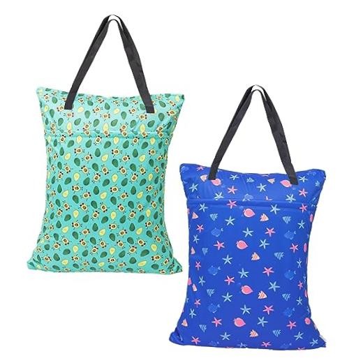 BABY 2 Pack Large Wet Dry Bag Waterproof Hanging Cloth Avocados and Starfish