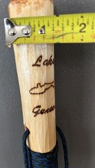 “Lake Geneva” Hiking stick, 55 1/2″ tall, blue paracord grip & lanyard, compass