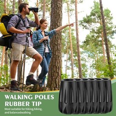 6 Pack Replacement Rubber Tips for Trekking Poles Universal Anti-Slip Stick Caps