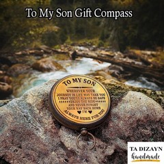 Gift for Son from Mom Dad | Engraved Compass 2″ – Father to Son Gifts, Mom to…