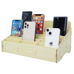 Grids Cell Phone Holder Classroom Pocket Chart Organizer,Wooden Storage Box 24