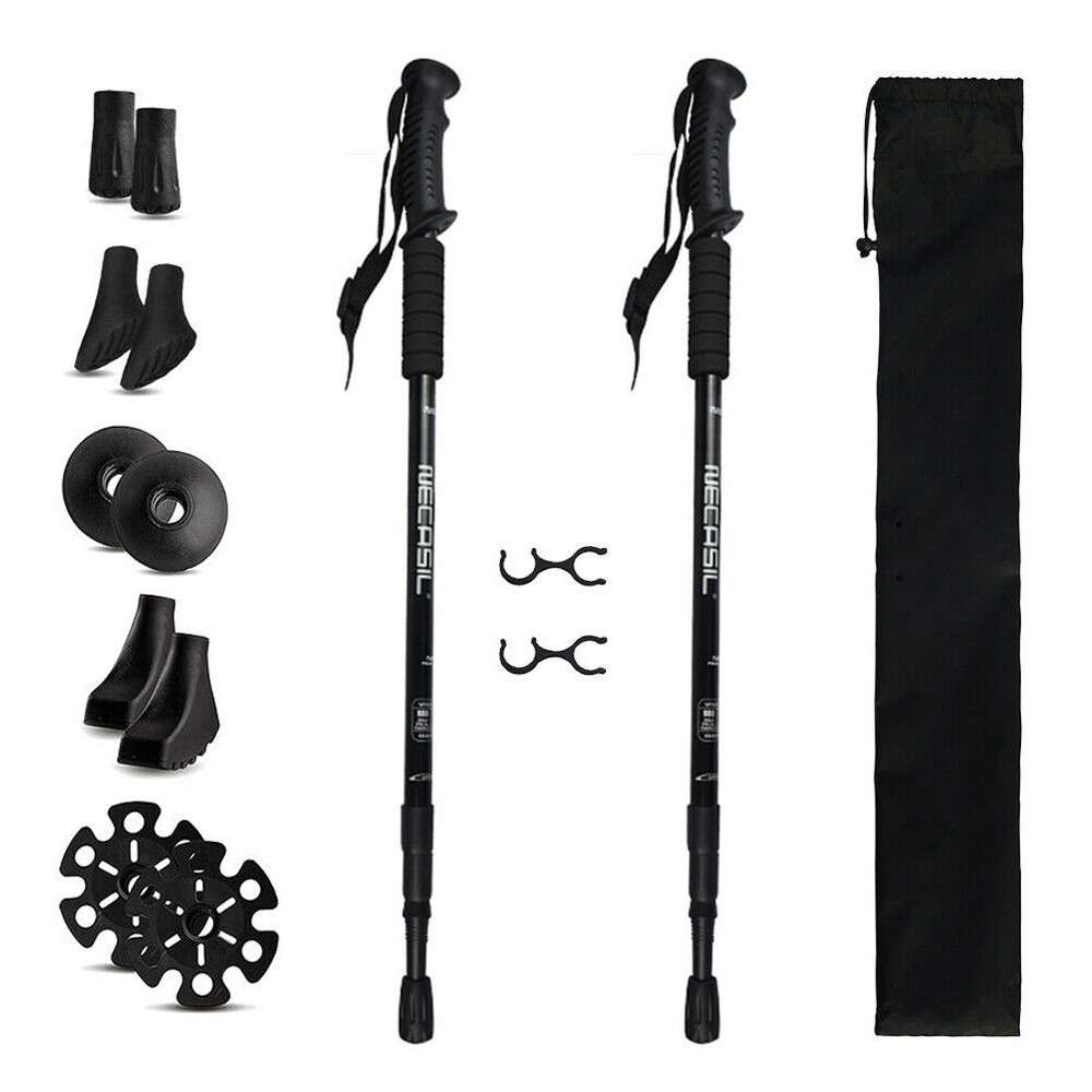 2X Hiking Trekking Poles Nordic Walking Sticks Adjustable Anti-shock Alpenstock