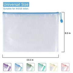 Mesh Zipper Pouch Bags, Letter/A4 | Waterproof Zipper Bags, Document 6 Pack