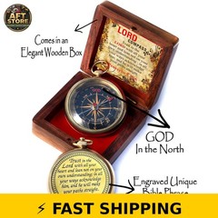 Trust in The Lord Engraved Compass with Wooden Box – Gift for All Occasions