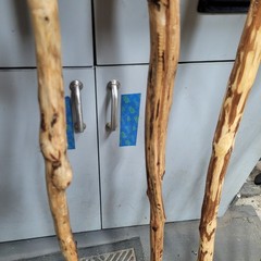 CUSTOM CEDAR STICKS TREK HIKE CAMP PARACORD OR LEATHER WRAP OR LANYARD+COMPASS