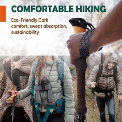 Trek-Z Cork Grip Trekking Poles – Lightweight Folding Hiking Poles, Adjustable H