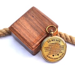 Gift for Son from Mom Dad | Engraved Compass 2″ – Father to Son Gifts, Mom to…