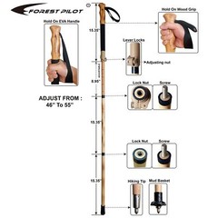 Trekking Pole- 1-pc Pack – Adjustable Hiking or Walking Stick –Strong Natural…