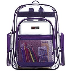 17-Inch Clear Backpack – Transparent PVC School Backpack, Daypack, Purple