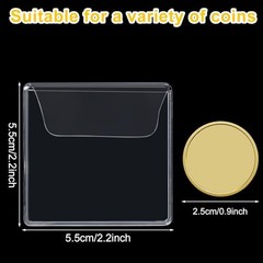 50 Pcs 2.2 x Single Pocket Coin Sleeves Collector Individual 2.2 Inches Square