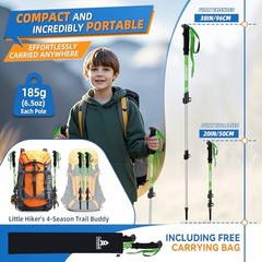Lightweight Collapsible Kids Hiking Poles – Retractable Kids Hiking Green