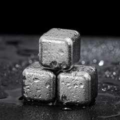 Reusable Titanium Beverage Cooling Cubes 27mm Set with Stainless Tongs