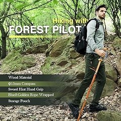 3pc Detachable Hardwood Walking Stick for Hiking with Compass 48 Inches – Soft