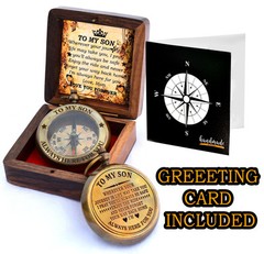 Gift for Son from Mom Dad | Engraved Compass 2″ – Father to Son Gifts, Mom to…