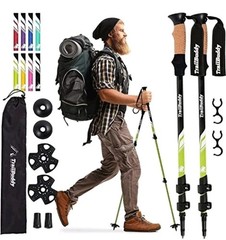 TrailBuddy Adjustable Aluminum Trekking Poles bumblebee yellow w/ Accessories