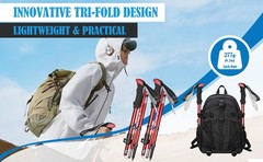 Collapsible Trekking Poles Folding Hiking Poles, Adjustable Height, Lightweight
