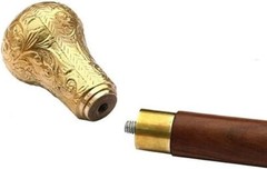 Natural Wood with a Brass Handle for Men & Women Unisex Walking Sticks