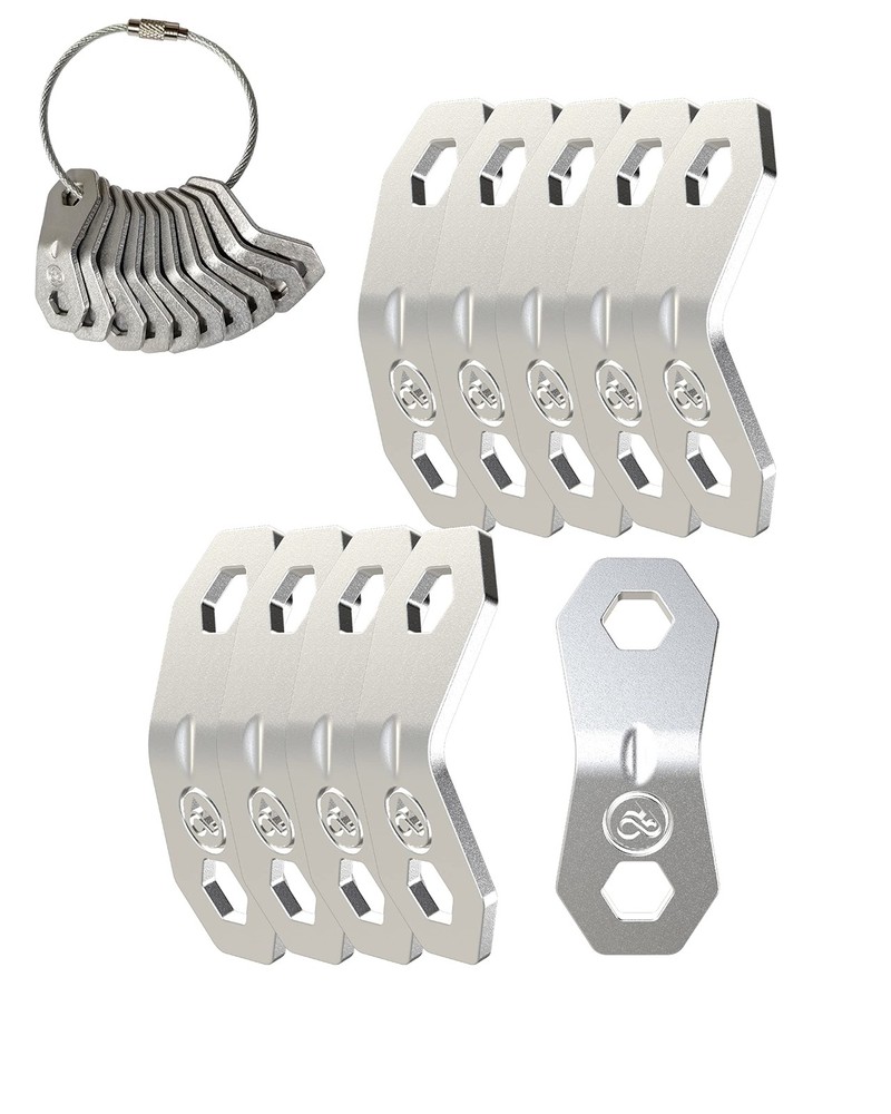 10 Pack Silver Aluminum Double Hole Guyline Rope Tensioners Camping Set