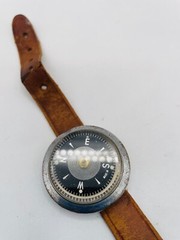 Wrist Compass with Brown Leather Strap Black Analog Dial for Hiking & Scouting