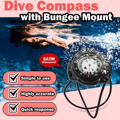 Scuba Dive Compass, Waterproof 5ATM Marine Navigation Wrist Compass Black