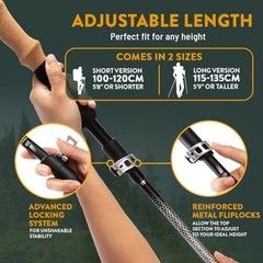 Adjustable Lightweight Foldable Hiking Trekking Poles – Aircraft Aluminum, Cork