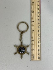 Brass Compass Keychain Classic Nautical Compact Gold Patina Maritime Instrument