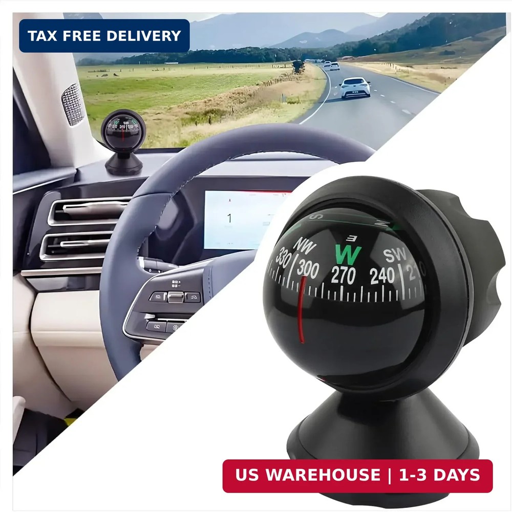 Compass for Car with Bottom Stick Car Compass Ball,Adjustible and Night Vision C