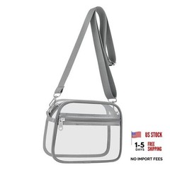 Clear Bag for Stadium Events Clear Sports Fan Handbags Purses with Small Grey