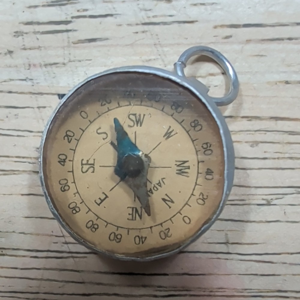Vintage Compass Tool with Magnifying Lens & Mirror Made In Japan