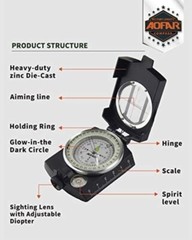 Multi-Functional Outdoor Compass – Waterproof, Shakeproof with Adjustable Lens