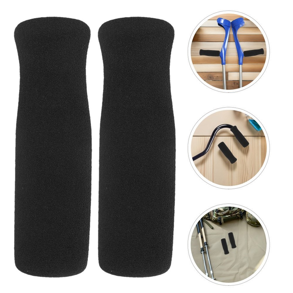 4Pcs Comfortable Padded Cane Handle Covers Non Slip Black Grip Pads for Walkers