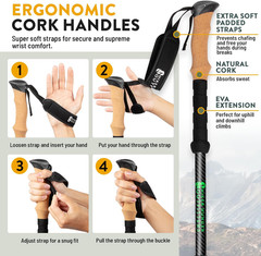 100% Carbon Fiber Trekking Poles by USA Brand – Ultra Strong Lightweight Collaps