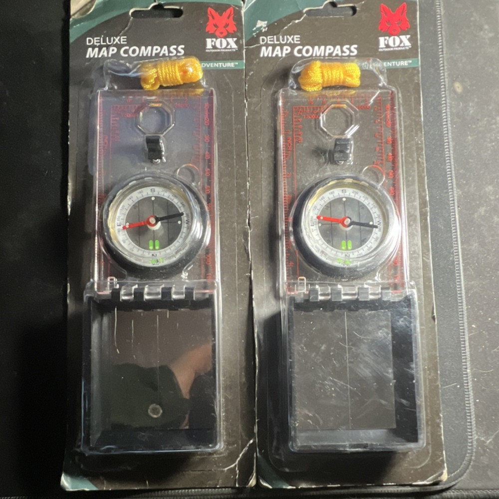 Fox Outdoor Deluxe Map Compass Sighting Mirror Luminous Dial Magnifier Hiking