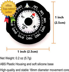 Kanpas Mini Button Map Compass with Turnable Bezel for Watchband Every Day Carry