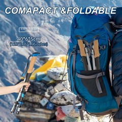 Aluminum Collapsible Trekking Poles, Lightweight Adjustable Hiking Poles