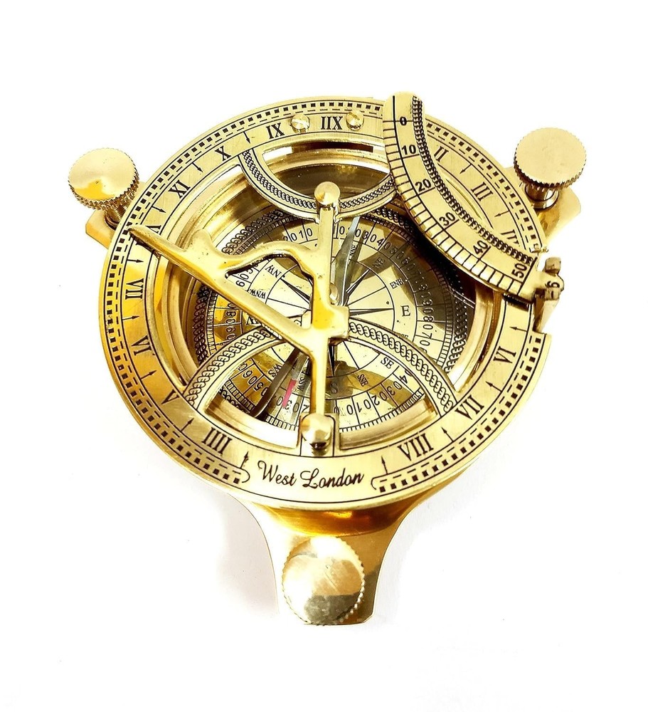 Vintage Brass Sundial Compass 2.5″ – Handmade Antique Nautical Gift for Explorer