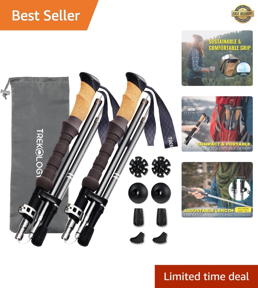 Portable Trekking Poles with Cork Grip | Ideal for Travel and Hiking Adventures