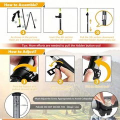 2PCS Trekking Hiking Poles Collapsible Walking Sticks fr Travel Camping Climbing
