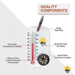 Sun Company Birchwood Therm-o-compass – Zipper Pull Compass and Thermometer