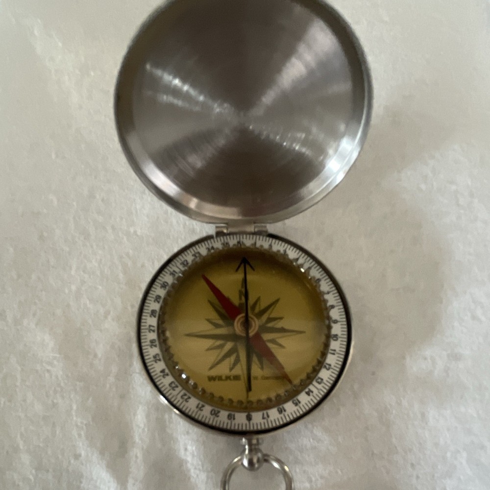Walker Metal Pocket Compass Direction Measurement Silver & Green