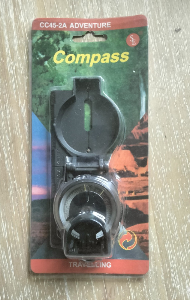 Military Style Compass Dark Green w/Millimeter Scale Adventure Handheld – NEW