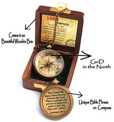 Solid Brass Directional Engraved Compass Jeremiah 2911 Christian Gifts