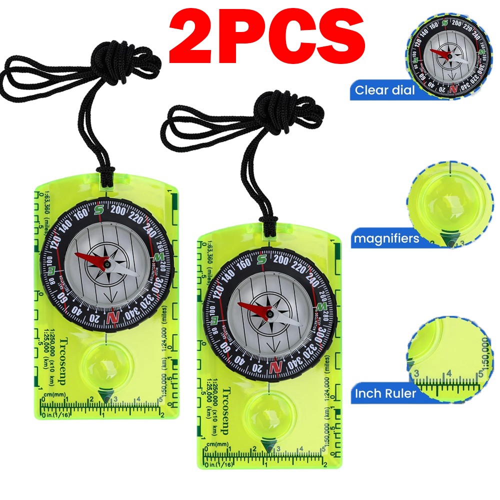 2PCS Orienteering Compass, Hiking Survival Compas, Compasses Kids for green NEW