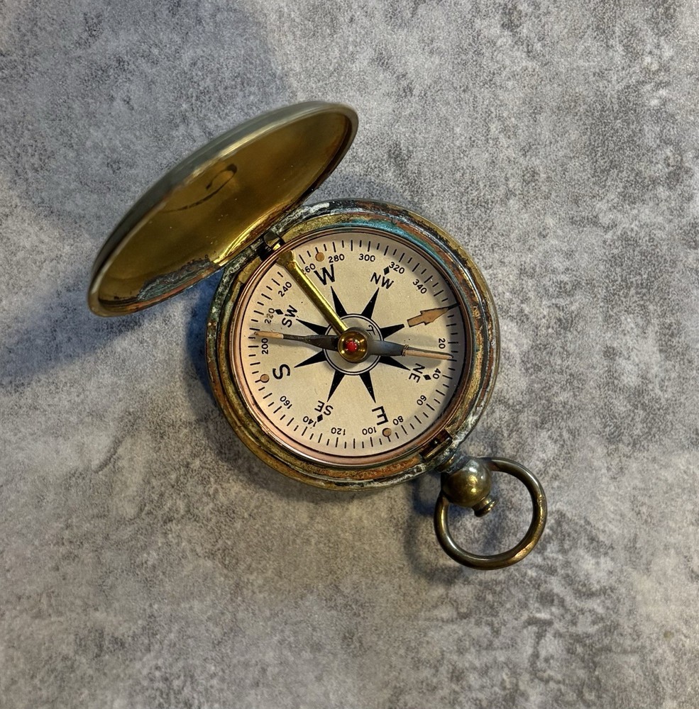USCE Compass, by Taylor, Brass case, Flip top, Engineering, Hiking, Camping