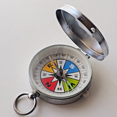 Vintage YCM Pocket Compass Made in Japan Working Needle Stopper Flip Lid Case