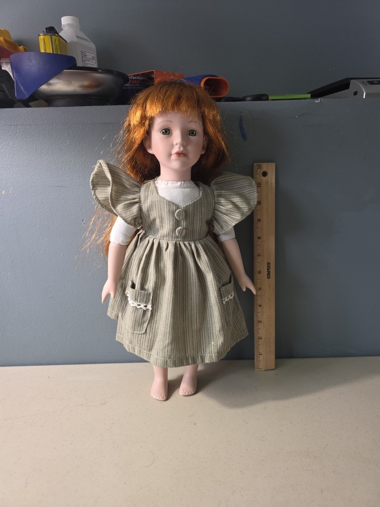 Porcelain Doll 15.5in NJSF Red Hair Character Face Costume Outfit