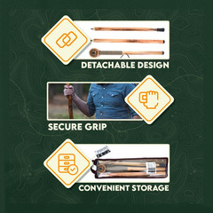 SE 3 Piece 55″ Detachable Pine Wood Walking/Hiking Stick with Metal Tip, Reinfor