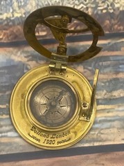 Antique Brass Sundial Drum Compass Nautical Collectible Pocket Compass Wonderful