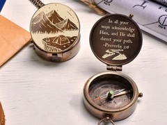 Retirement Gift Engraved Compass – Personalized Working Brass Compass Keepsake